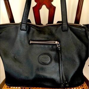 Roots leather tote bag